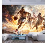3D Wall Mural Wallpaper Basketball player dynamic action flames Basketball player dynamic action flamesPeel and Stick Wall Paper Home Decor Non-Woven 3D Living Room The Wall for Bedroom border