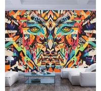 3D Wall Mural Wallpaper Colorful geometric patterned lion face modern Colorful geometric patterned lion face modernSpace Decor Paintings Wall Paper Suitable for Tv Background Wall Living Room and Bed