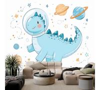 3D Wall Mural Watercolor Space Dinosaur Photo Wallpaper, Cartoon Non-Woven Wall Mural, Decoration Poster Picture Design Modern Mural 200 x 140 cm for Kids Kindergarten