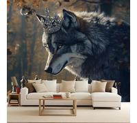 3D Wall Mural Wolf Non-Woven 300x210cm Wallpaper King Wolf Large Photo Wallpaper Animal Poster Picture Design for Living Room Bedroom Decor