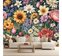 3D Wall murals Colorful Flowers, Kids Wallpaper Colorful Flowers 150x105cm 3D Gothic Wallpaper Kids Room Design Creative Photomurals Modern Decorative Art Living Room Bedroom Restyling