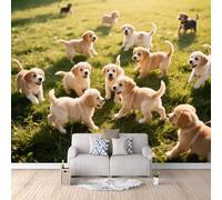 3D Wall murals Cute Puppy, Wallpaper for Girls Bedroom Animal Farm 200x140cm Living Room Bedroom Kids Room Photomurals Full Backdrop Decorative Art Easy Installation