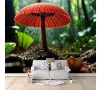 3D Wall murals Natural Mushroom, Wall Mural Enchanted Forest 400x280cm 3D Optical Illusion Backdrop Decorative Walls Art Modern Photomurals Easy Apply for Home Decoration