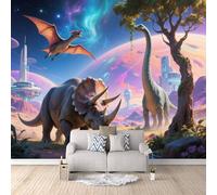 3D Wall Murals Scarlet Cosmic, 3D Gothic Wallpaper Dinosaur Bedroom Feature Wall Hide Uneven Walls Instant Room Makeover Odourless Printing 250X175Cm