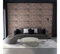 3D Wall Panel Dark Brown & Grey EPS Foam 100x50cm Rustic Brick Texture 11pcs DIY