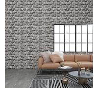 3D Wall Panels Dark Grey & White EPS Foam 100x50 cm, 11 pcs, Rustic Brick Design
