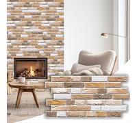 3D Wall Panels - Decorative PVC Plastic Wall Covering Faux Cladding Tiles for Interior Walls - (Brick Effect Wall Panel 4 Sheets Covering 1.76m2)