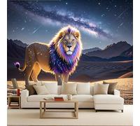 3D Wall Paper for Living Room Lion, Wallpaper for Girls Bedroom Lion 400x280cm Animal Galaxy Kids Wallpaper Living Room Bedroom Kids Room Photomurals Full Backdrop Decorative Art Easy Installation