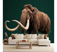 3D Wall Paper for Living Room Mammoth, 3D Wall Murals Elephant Animals 250X175Cm Modern Decorative Photomurals Giant Poster Easy to Apply Bedroom Living Room Restyling