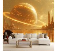 3D Wall Paper for Living Room Planet, Gothic Bedroom Wallpaper Yellow Galaxy 150X105Cm Modern Photomurals Fashionable Mural Giant Wall Poster Decorative Murale Art