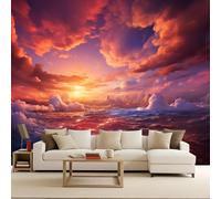 3D Wall Paper for Living Room Sea Sunset, Mural 3D Modern Sunset Fire Clouds 150X105Cm Quick DIY Creative Poster Modern Photomurals Giant Backdrop Bedroom Living Room Kids Room