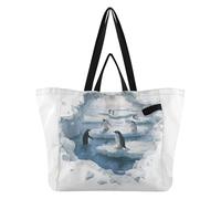 3D Wall Print Antarctic Penguins Canvas Bags Trendy Kitchen Grocery Bags Teacher Tote for Men Maternity delivery kit Essential Bolsa aldo para Mujer