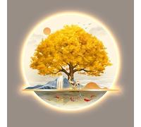 3D Wall Sculpture Art with LED Light, Modern Home Decor for Corridors and Offices, Traditional Chinese Pine Design Wall Hanging Decoration