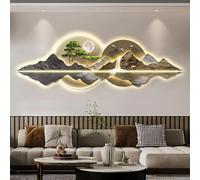 3D Wall Sculpture Art with LED Light - Modern Oriental Decor, Traditional Pine Design - Wall Hanging Artwork for Home Decoration, 150x50 cm