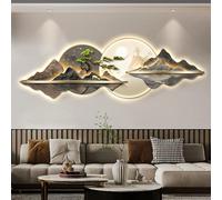 3D Wall Sculpture LED Light Painting - Modern Oriental Decor Traditional Chinese Welcoming Pine Hanging Art Decoration Lamp