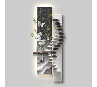 3D Wall Sculpture Sandstone with LED Luminous Design Wall Decor Art Painting with Hydroponic Space Plug-in Power Supply Hanging Painting for Entryway Rising Success(F,37*100cm/14.6*39.4in)