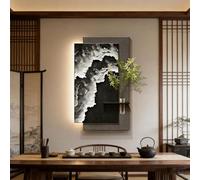 3D Wall Sculpture with Led Light,3D Vision Sandstone Wall Art Decor,Modern Wall Sculpture Lighting Decor for Living Room,Bedroom and Entrance(d- Black,60x120cm) C- Black 60x120cm