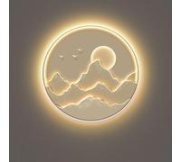 3D Wall Sculpture with LED Light - Oriental Feng Shui Mural Art for Home Decoration