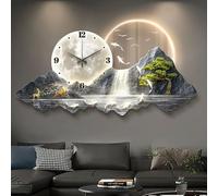 3D Wall Sculptures Art Decor with Clock and LED Light - Modern Panoramic Landscape Painting for Home, Living Room, Office, Hotel Decoration