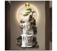 3D Wall Sculptures Art Decor with Led Light, Oriental Decor Traditional Chinese Wall Hanging Painting, Large Metal Wall Art Sculpture, for Bedroom Living Room Entrance(Multi-colored-A,80x160cm)