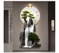 3D Wall Sculptures Art Decor with Led Light, Oriental Decor Traditional Chinese Wall Hanging Painting, Large Metal Wall Art Sculpture, for Bedroom Living Room Entrance(Multi-colored-D,60x120cm)