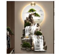 3D Wall Sculptures Art Decor with Led Light, Oriental Decor Traditional Chinese Wall Hanging Painting, Large Metal Wall Art Sculpture, for Bedroom Living Room Entrance(Multi-colored-C,40x80cm)