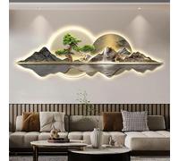 3D Wall Sculptures, LED Light Decorative Painting Wall Lamp, Traditional Oriental Wall Art Decor for Living Room