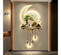 3D Wall Sculptures Painting Hanging Led Wall Hanging Art Decorations Light, Modern Oriental Decor Traditional Chinese Welcoming Pine Wall Hanging Landscape painting
