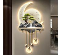 3D Wall Sculptures Painting Hanging Led Wall Hanging Art Decorations Light, Modern Oriental Decor Traditional Chinese Welcoming Pine Wall Hanging Landscape painting