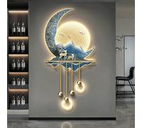 3D Wall Sculptures Painting Hanging Led Wall Hanging Art Decorations Light, Modern Oriental Decor Traditional Chinese Welcoming Pine Wall Hanging Landscape painting