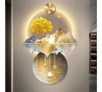 3D Wall Sculptures, Pendant Paint, Wall Art, LED Light, LED Image Lights with Remote Control, Traditional Bright Chinese Wall Pendant Paint, Corridor, 80cm/32in