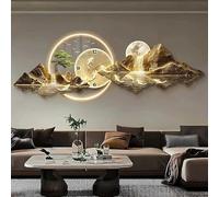 3D Wall Sculptures with LED Light and Clock, Landscape 3D Wall Art Decor, Oriental Decor Traditional Chinese Landscape Hanging Art, for Living Room, Bedroom, Hallway,D,80 * 240cm