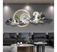 3D Wall Sculptures With LED Light And Clock, Oriental Decor Traditional Chinese Landscape Hanging Art, Metal Wall Painting For Living Room, Bedroom, Hallway