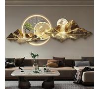 3D Wall Sculptures With LED Light And Clock, Oriental Decor Traditional Chinese Landscape Hanging Art, Metal Wall Painting For Living Room, Bedroom, Hallway