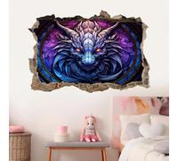 3D Wall Sticker Removable Dragon Fantasy Animals Wall Decor Floor Ceiling Smashed Decal Art Decoration Geometry for Bathroom Bedroom Living Room Playing Room Mural 50x75cm