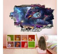 3D Wall Sticker Removable Dragon Wall Decor Floor Ceiling Smashed Decal Art Decoration Science Fiction for Bathroom Bedroom Living Room Playing Room Mural 47" W x 31" H