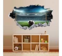 3D Wall Sticker Removable Football Field Wall Decor Floor Ceiling Smashed Decal Art Decoration for Bathroom Bedroom Living Room Playing Room Mural 53x93cm