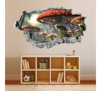 3D Wall Sticker Room Decor Bedroom Decal Mushroom Forest Removable Kids Wall Tattoo Decor Sticker for Home Decor Art Mural Wallpaper Window Wall Stickers Murals 45x79cm