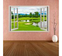 3D Wall Stickers -- Golf Course Green Bunker Trees -- Art Wall Decorative Removable DIY Vinyl Wall Decals Living Room, Bedroom Mural 60x90cm