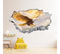 3D Wall Stickers Smashed Eagle Cloud Sky Wall Tattoo Art Removable Poster Golden Wings of A Bird Wall Murals Decorations for Home Living Room Babys Bedroom Showcase Nursery Wall Decor 45x67cm
