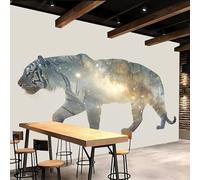 3D Wallpaper 200x140cm Tiger Removable Wallpaper Starry Forest Seamless 3D Wall Art Printed on Oil Painting Canvas for Living Room or TV Background Installation