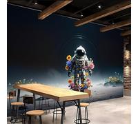 3D Wallpaper 250x175cm Astronaut Flowers Cute Wallpapers Fantasy Universe Oil Painting Canvas Mural Panels, Seamless Design, Perfect for Bedroom or Hallway Decoration