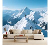 3D Wallpaper 250x180cm Log On The Top of Snow Mountain Removable Wallpaper Seamless 3D Wall Art Printed on Oil Painting Canvas for Living Room or TV Background Installation EB24-1555