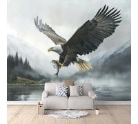 3D Wallpaper 250x180cm Water Eagle Removable Wallpaper Seamless 3D Wall Art Printed on Oil Painting Canvas for Living Room or TV Background Installation EB24-5747