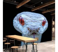 3D Wallpaper 250x420cm Red Eyed White Snake Blue Wallpaper for Living Room Large 3D Canvas Art, Edge-to-Edge Oil Painting Texture, Suitable for Office or Creative Space EB24-5835