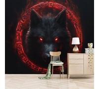 3D Wallpaper 250x420cm Wolf Totem Blue Wallpaper for Living Room Large 3D Canvas Art, Edge-to-Edge Oil Painting Texture, Suitable for Office or Creative Space EB24-4449