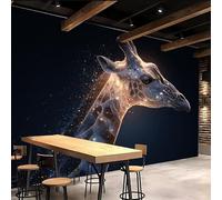 3D Wallpaper 300x210cm Giraffe Blue Wallpaper for Living Room Starry Forest Large 3D Canvas Art, Edge-to-Edge Oil Painting Texture, Suitable for Office or Creative Space