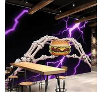 3D Wallpaper 300x256cm Gothic Burger Nursery Wallpaper Dark Style Seamless Oil Painting Canvas Wall Decor for Modern Living Rooms or Open-Concept Home Areas