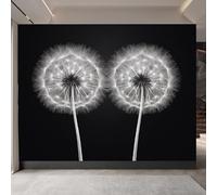 3D Wallpaper 350x260cm Black and White Dandelion Boys Wallpaper for Bedroom Gallery-Style 3D Art on Oil Canvas, no Visible Seams, Ideal for Feature Walls in Home or Office EB24-1814