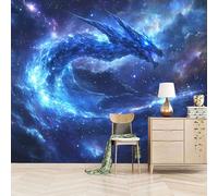 3D Wallpaper 350x260cm Blue Dragon Boys Wallpaper for Bedroom Gallery-Style 3D Art on Oil Canvas, no Visible Seams, Ideal for Feature Walls in Home or Office EB24-4366